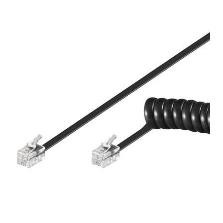 Cavo telefonico intellinet spiralato 2mt rj10 4p4c nero