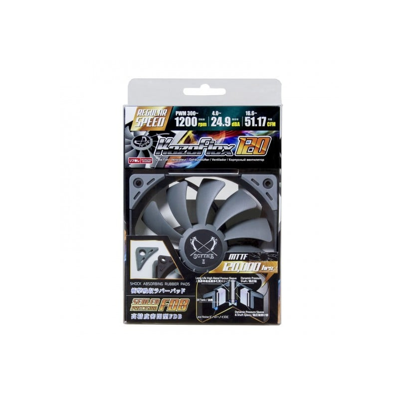 Ventola 120x120 scythe kaze flex pwm da 300 a 1200 giri [su1225fd12l-rd]