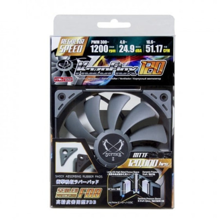 Ventola 120x120 scythe kaze flex pwm da 300 a 1200 giri [su1225fd12l-rd]