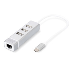 Hub usb digiuts usb2.0 3 porte e fast ethernet lan typc [da-70253]
