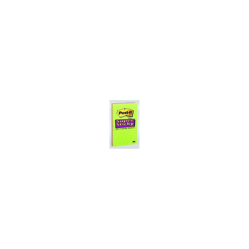 Blocco adesivo post-it 450fg super sticky 127x203mm righe ultracolor