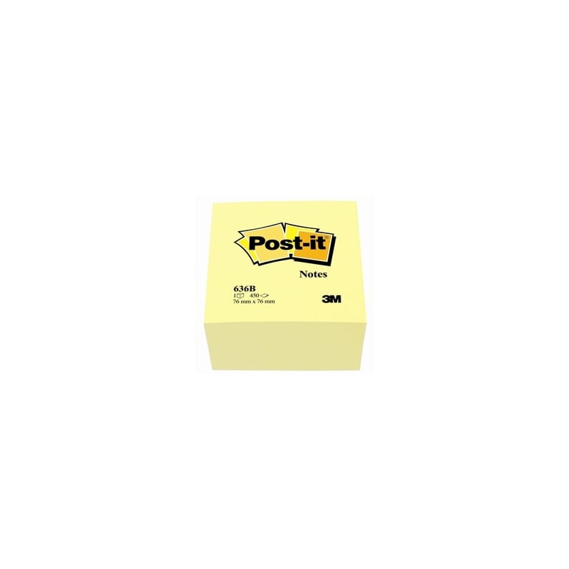 Blocco adesivo post-it 450fg a cubo giallo canary 76x76mm 636-b