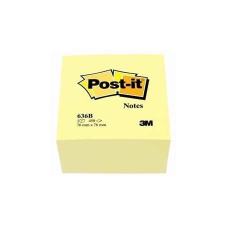 Blocco adesivo post-it 450fg a cubo giallo canary 76x76mm 636-b