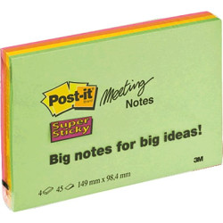 Blocco adesivo post-it 45fg super sticky 101x152mm meeting note