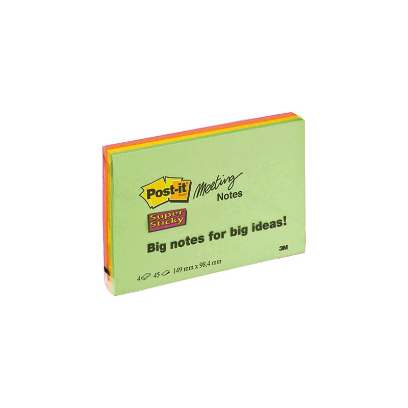 Blocco adesivo post-it 45fg super sticky 101x152mm meeting note