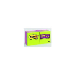 Blocco adesivo post-it 90fg super sticky 76x76mm righe ultracolor