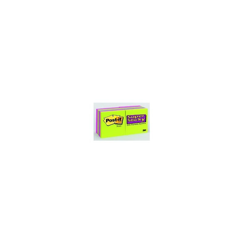 Blocco adesivo post-it 90fg super sticky 76x76mm righe ultracolor