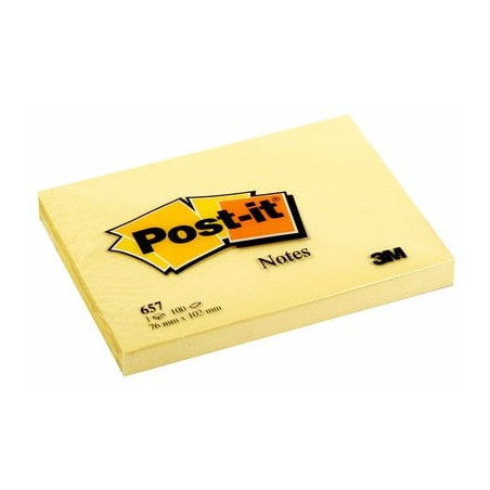 Blocco adesivo post-it 100fg giallo canary 76x102mm 657 [23758]