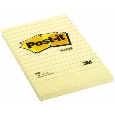 Blocco adesivo post-it 100fg giallo canary 102x152mm a righe