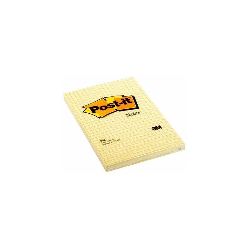 Blocco adesivo post-it 100fg giallo canary 102x152mm a quaretti