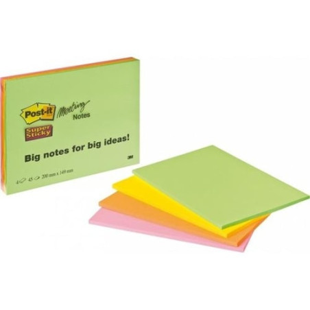 Blocco adesivo post-it 450fg super sticky 203x152mm meeting note