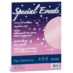 Carta metallizzata favini 10 fogli a4 250gr special events rosso