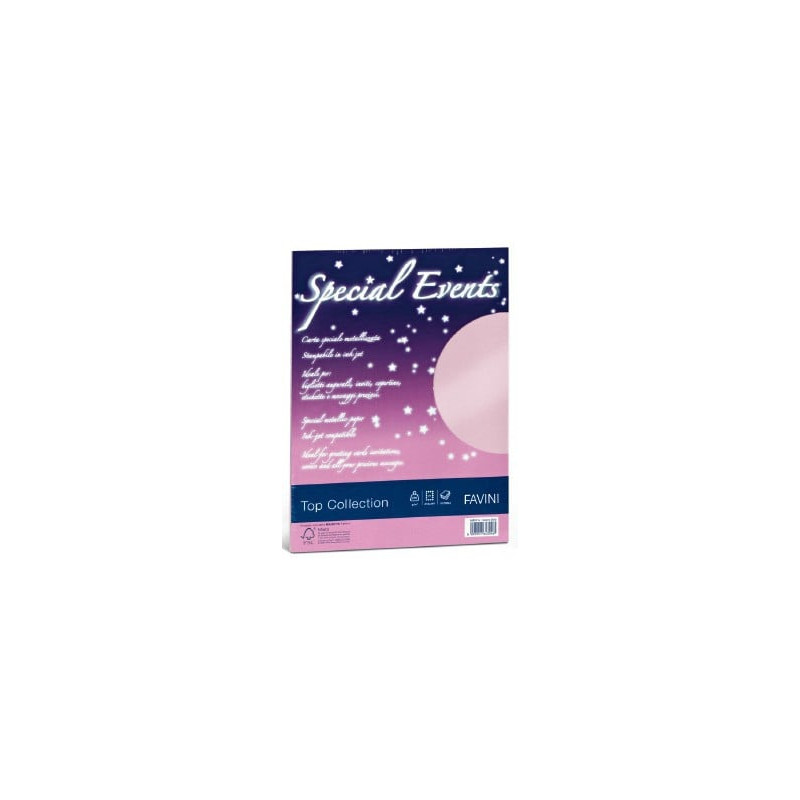 Carta metallizzata favini 10 fogli a4 250gr special events rosso