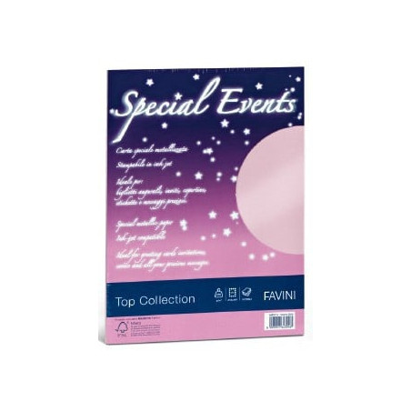 Carta metallizzata favini 10 fogli a4 250gr special events rosso