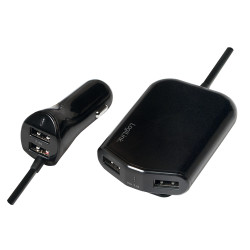 Alimentatore usb da auto logilink 2+2-port, 24w nero [pa0149]