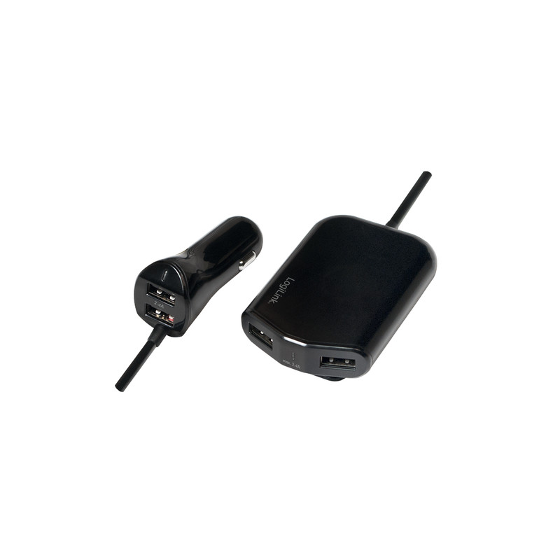 Alimentatore usb da auto logilink 2+2-port, 24w nero [pa0149]