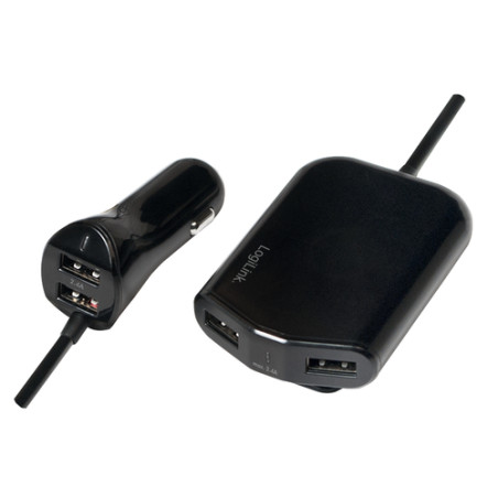 Alimentatore usb da auto logilink 2+2-port, 24w nero [pa0149]