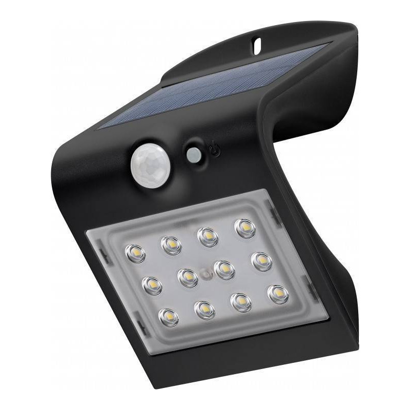 Lampada led goobay solare a muro 1,5w ip65 sensore di movimento nero
