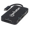 Adattatore usb-c manhattan 4 in 1 a dp/hdmi/dvi/vga nero
