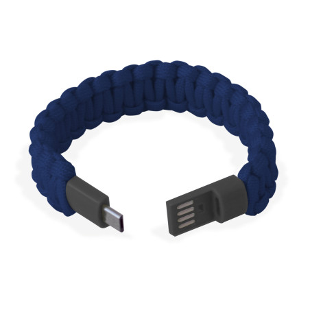 Bracciale manhattan paracord nylon con micro usb blu