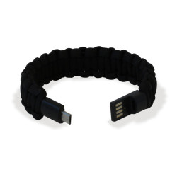 Bracciale manhattan paracord nylon con micro usb nero