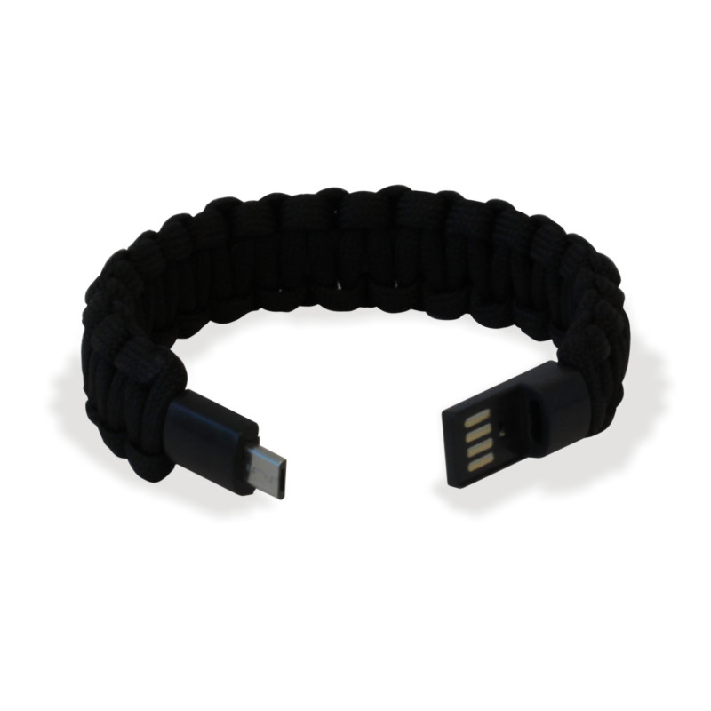 bracciale manhattan paracord nylon con micro usb nero