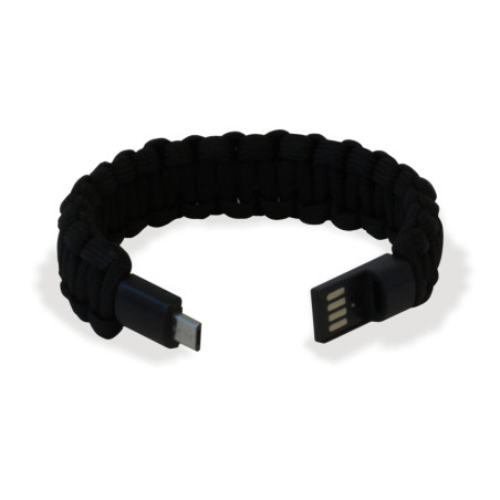 bracciale manhattan paracord nylon con micro usb nero