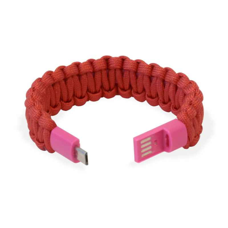 Bracciale manhattan paracord nylon con micro usb rosso