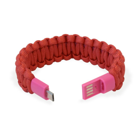Bracciale manhattan paracord nylon con micro usb rosso