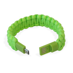 Bracciale manhattan paracord nylon con micro usb verde