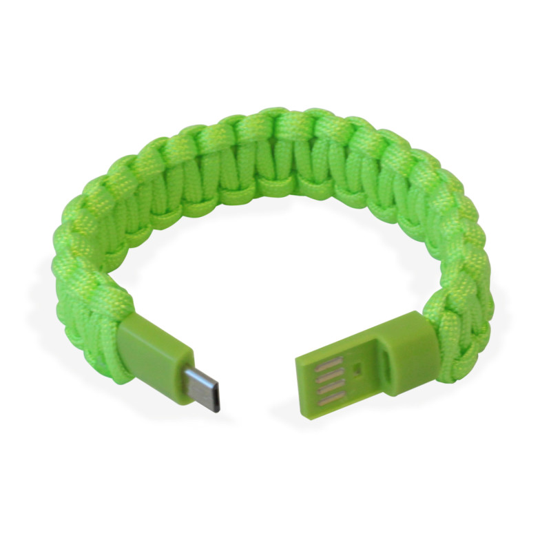 Bracciale manhattan paracord nylon con micro usb verde