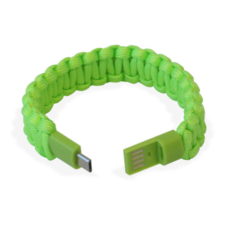Bracciale manhattan paracord nylon con micro usb verde