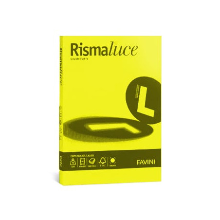Carta in risma colorata favini 200 fogli a4 140gr rismaluce giallo