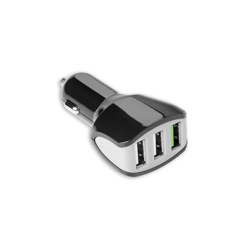 Alimentatore da auto celly 3 porte usb 4.4a nero [cc3usbturbobk]