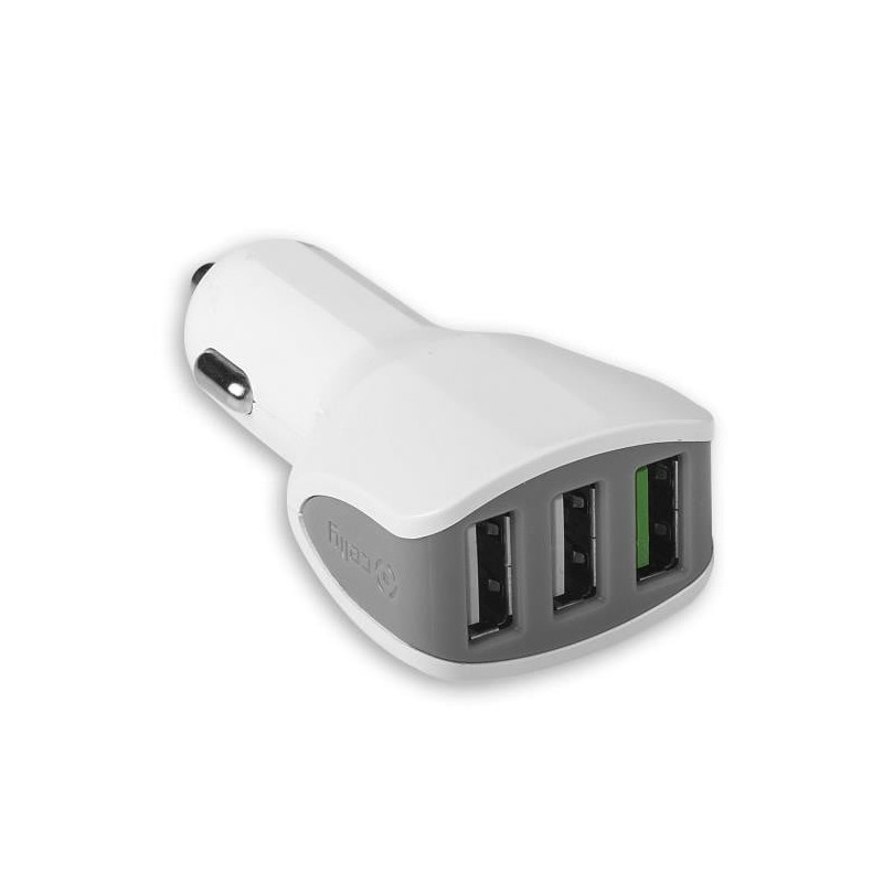 Alimentatore da auto celly 3 porte usb 4.4a bianco [cc3usbturbowh]