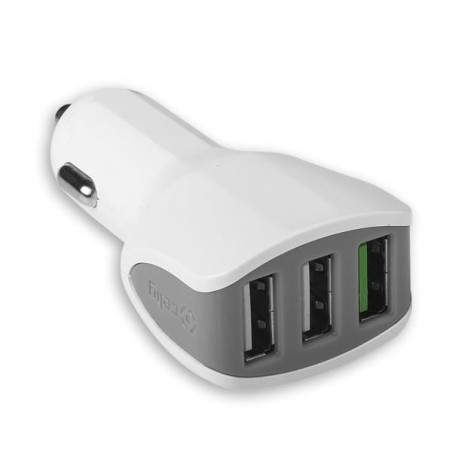Alimentatore da auto celly 3 porte usb 4.4a bianco [cc3usbturbowh]