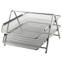 Portacorrispondenza lebez 2 ripiani rete argento [80442s]