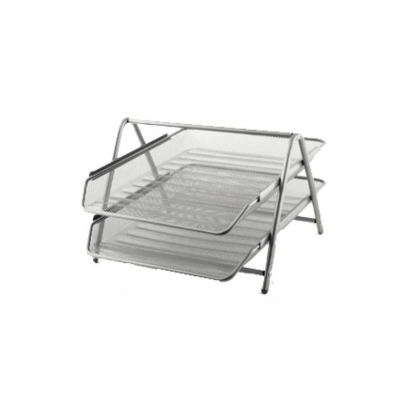 Portacorrispondenza lebez 2 ripiani rete argento [80442s]