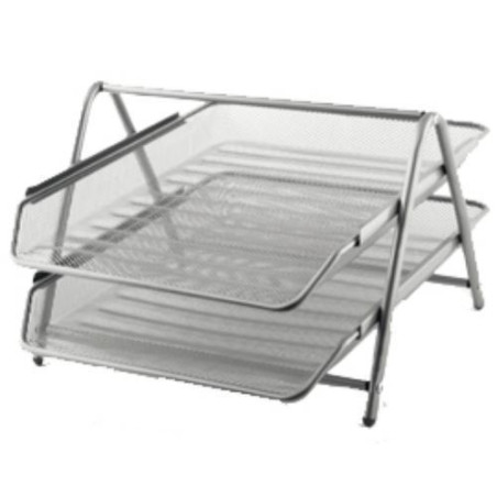 Portacorrispondenza lebez 2 ripiani rete argento [80442s]