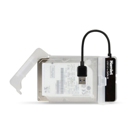 Adattatore hamlet sata a usb 3.0 + box hard disk 2,5 trasparente