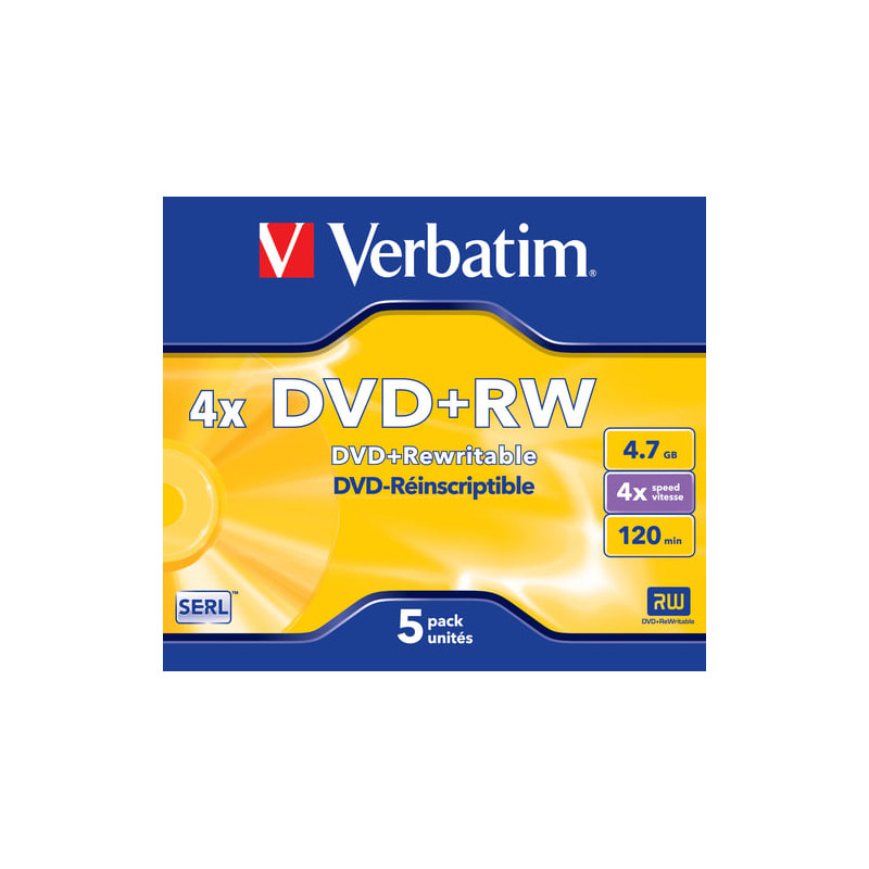 Confezione dvd+rw verbatim 4.7gb 4x 5pz. [43229/5]