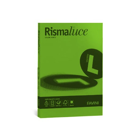 Carta in risma colorata favini 125 fogli a4 200gr rismaluce verde