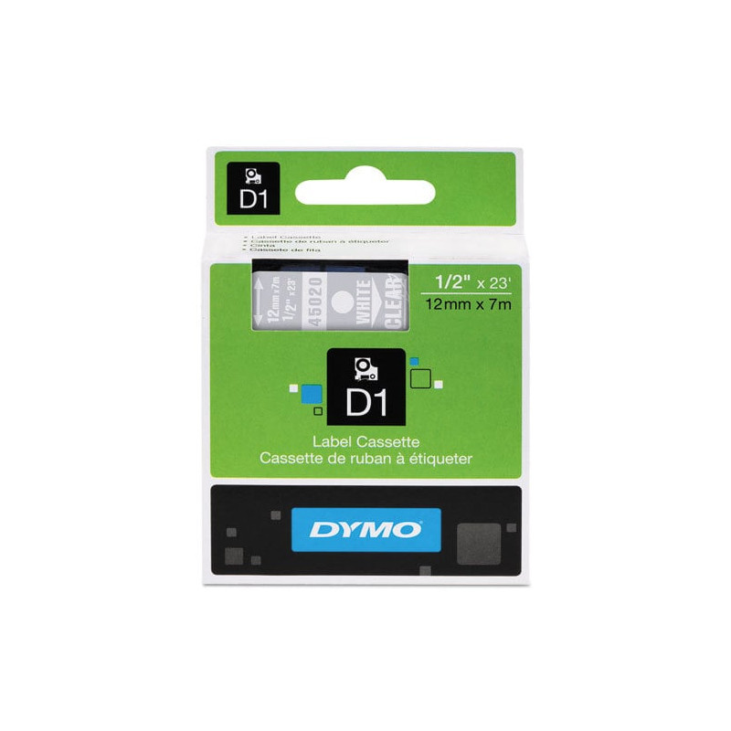 Nastro dymo d1 12mmx7m bianco/trasparente [s0720600a]