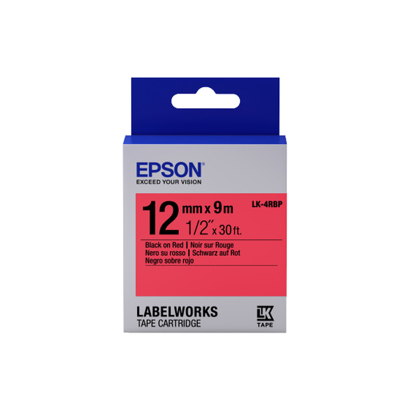 Nastro etichettatrice epson lk4rbp pastel 12x9 nero/rosso [c53s654007]