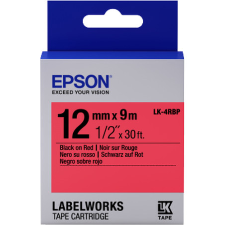 Nastro etichettatrice epson lk4rbp pastel 12x9 nero/rosso [c53s654007]