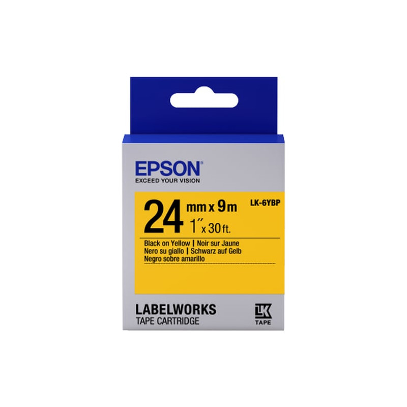 Nastro etichettatrice epson lk6ybp pastel 24x9 nero/giallo [c53s656005]