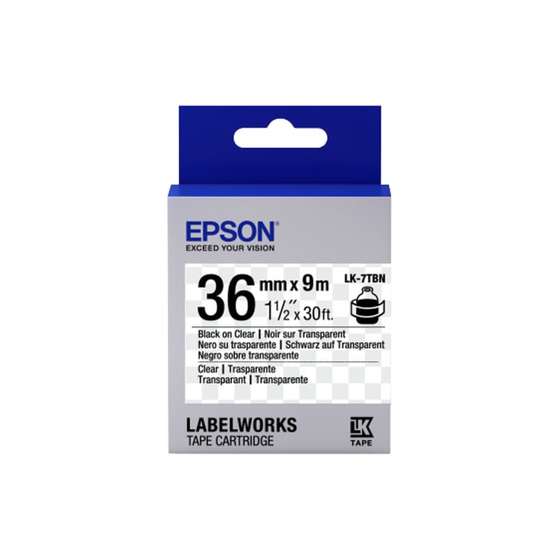 Nastro etichettatrice epson lk7tbn clear 36x9 nero/trasparente [c53s657007]