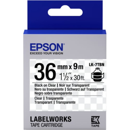 Nastro etichettatrice epson lk7tbn clear 36x9 nero/trasparente [c53s657007]