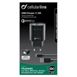 Alimentatore da rete cellular line usb charger kit qc