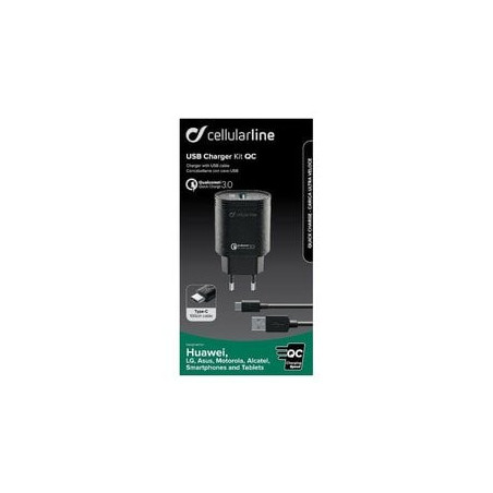 Alimentatore da rete cellular line usb charger kit qc